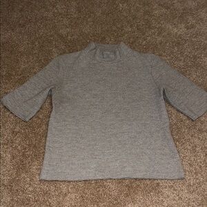 Bershka Gray Mock Neck Short Sleeve Blouse - medium. B2